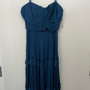 New w tags! Aqua Ruched Ruffled Midi Dress